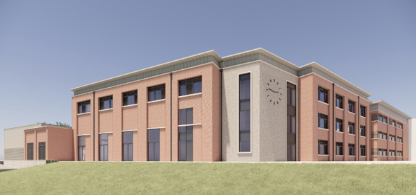 Construction work on a new teaching block at a secondary school
